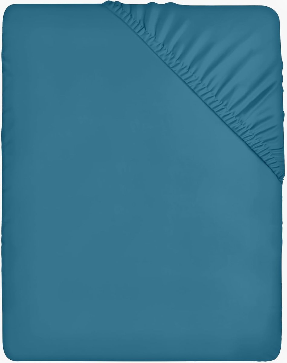 Azalia Hoeslaken met elastische hoeken voor tweepersoonsbed, van geborstelde polyester-microvezel, 160 x 200 cm, spijkerblauw