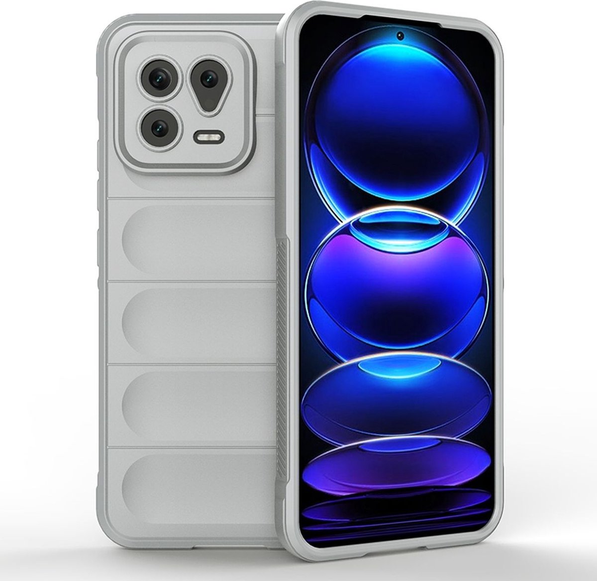Mobigear Hoesje geschikt voor Xiaomi 13 Telefoonhoesje Flexibel TPU | Mobigear Bumpy Backcover | 13 Case | Back Cover - Grijs