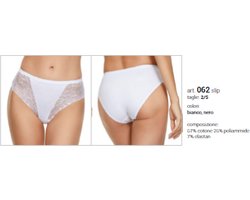 2 stuks Elegante katoenen slip van kant - achterkant puur katoen - stretch dames slip in WIT, Maat 38/40