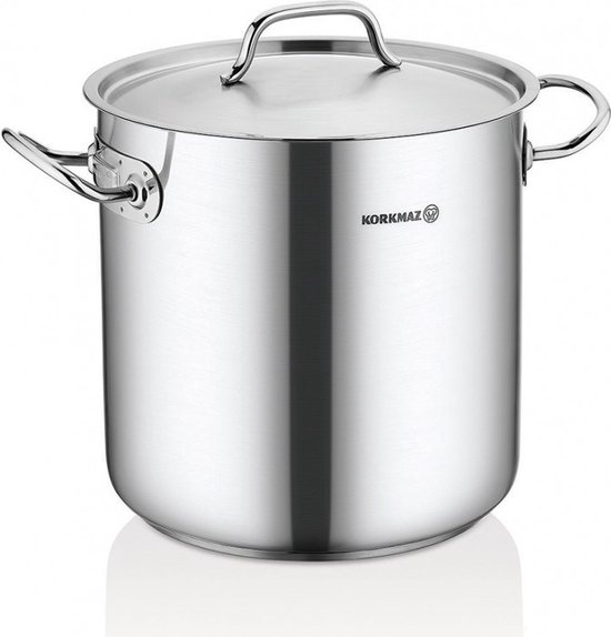 Korkmaz Gastro Proline Kookpan 3L RVS Hoge Pan 16 Cm Met Deksel En korkmaz-gastro-proline-kookpan-3l-rvs-hoge-pan-16-cm-met-deksel-en