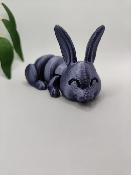 3D-geprint konijn , articulerend flexibel dier zintuiglijk-bureaudier - satijn paars