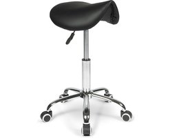 Dunimed Kapperskruk - Ergonomische Zadelkruk op Wielen - Zadelstoel - In Hoogte Verstelbaar - Zwart