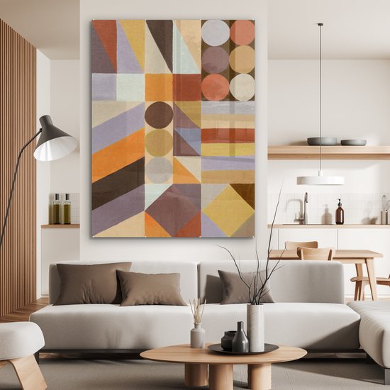 MuchoWow® Peinture sur verre 120x160 cm - Peinture sur verre acrylique - Géométrie - Formes - Couleurs - Pastel - Photo sur verre - Peintures