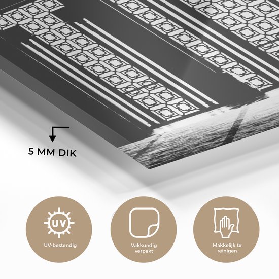 MuchoWow® Peinture sur verre 120x80 cm - Peinture sur verre acrylique - Architecture - Zwart - Wit - Motif - Photo sur verre - Peintures