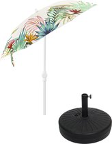 Parasol Beige à Feuilles 180 cm avec Pied de Parasol Assorti