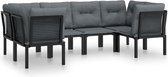 vidaXL - 6-delige - Loungeset - poly - rattan - zwart - en - grijs
