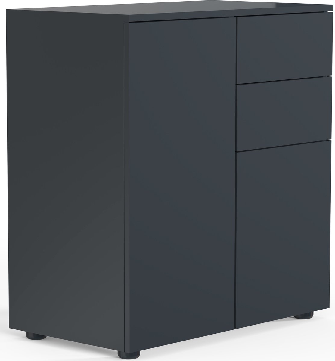 Panana 5/7 ladekast, houten hoge dressoir opbergkast met wielen, kantoororganisatie en opslag, slaapkamermeubilair (5 laden, zwart