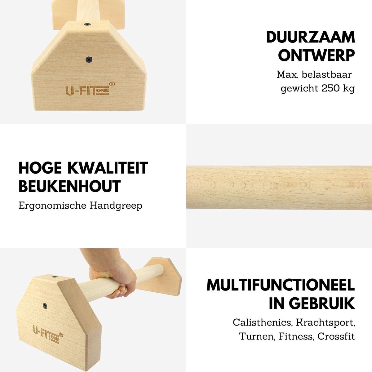 KRAKEN Parallettes | Premium Houten Grip Push Up Bar  Opdruksteunen Dip Bars Voor Krachttraining Turnen Gynmnastiek Calisthenics Hoge Kwaliteit