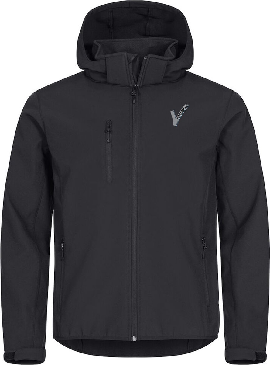Security / Beveiliging kleding - Clique - Softshell jas met capuchon Zwart inclusief Borstlogo (V-tje) en Ruglogo (SECURITY) - Maat S - VOOR PROFESSIONALS