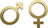 Indication de sexe, Panneaux de Toilettes , Garçon, Fille, homme, femme 15 cm de haut, MDF aspect aluminium Goud