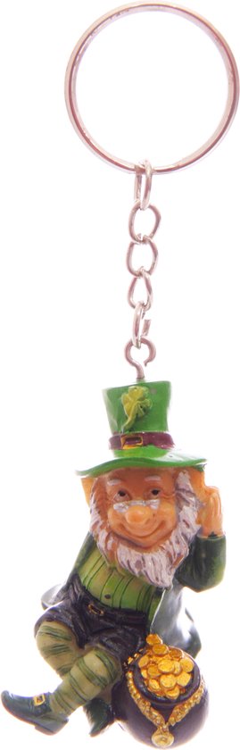 Sleutelhanger Ierse St Patrick’s Day Gelukskabouter Met zak Goudstukken Leprechaun Geluksbeeldje