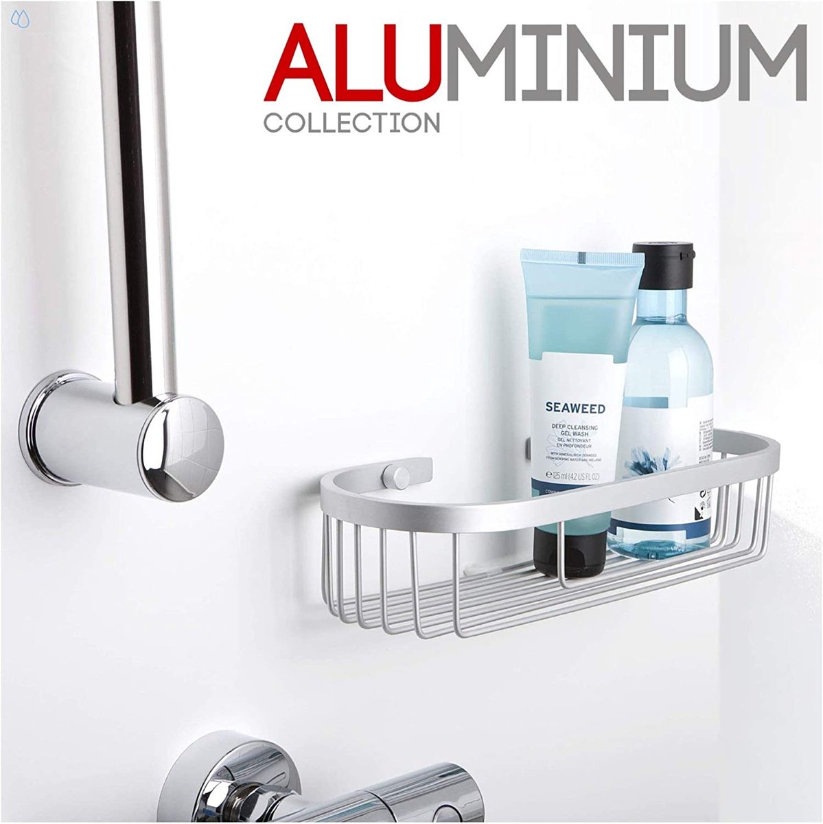 Tatay Rectangular Met Hoek 30x30x8 Cm Douche Mand Zilver