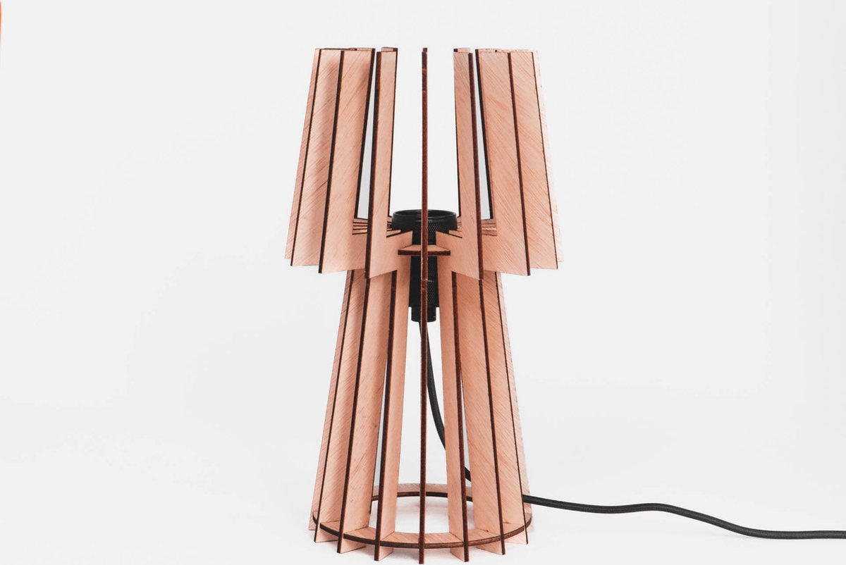 TOBY tafellamp - WOMP - de houten lamp - tafellamp - lasergesneden - bouwpakket - multiplex - hout - e27 - sfeerlicht