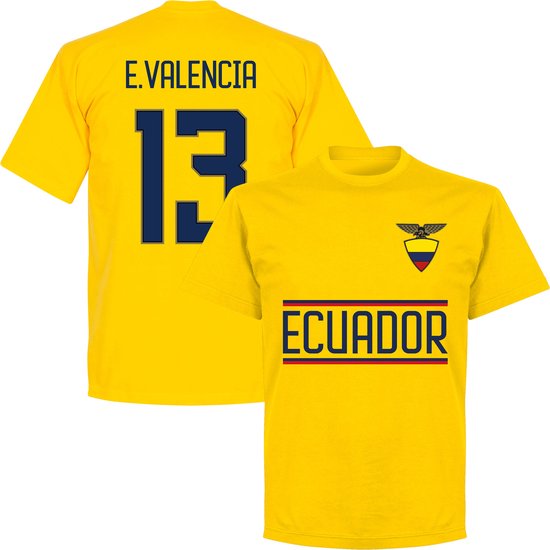 Ecuador E. Valencia 13 Team T-Shirt - Geel