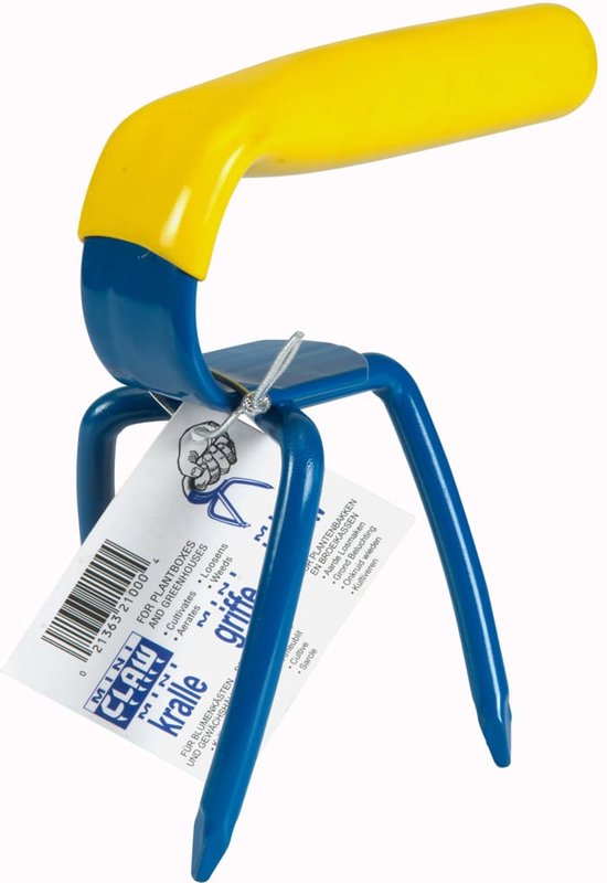 Tuinklauw Mini MC220-1 - Woelvork - Aarde Losmaken, Onkruid Wieden, Grond Beluchten, Kultiveren - Blauw/Geel — afbeelding 5