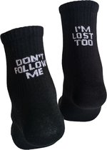 Verjaardags cadeau - Dont follow me Sokken - vrolijke sokken - witte sokken - tennis sokken - sport sokken - valentijns cadeau - sokken met tekst - aparte sokken - grappige sokken - Socks waar je Happy van wordt - maat 37-44