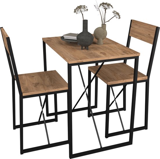 VCM Holz Metall Essgruppe Küchentisch Esstisch Set Tischgruppe Tisch Stühle Insasi M