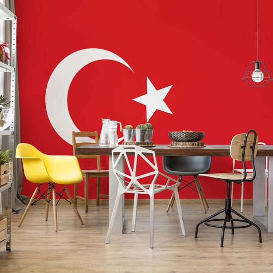 Papier peint Drapeau Turquie | PANORAMIQUE - 250cm x 104cm | Polaire 130g / m2