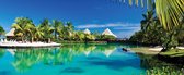 Fotobehang Island Palms Tropical Sea | PANORAMIC - 250cm x 104cm | 130g/m2 Vlies