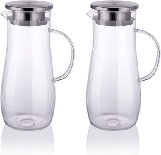 Pichet En Plastique Transparent 0,8 Litres - Avec Couvercle Et Poignée - Pour Jus, Thé Glacé, Lait, Boissons Froides Ou Chaudes