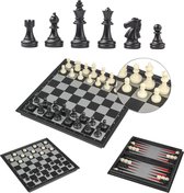 magnetisch, 3-in-1, leum schaakbord, inklapbaar, 25 x 25 cm, zowel wit als wit, schaakfiguren voor kinderen vanaf 6 jaar, magnetisch schaakspel