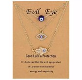 Akyol - Sieraden geschenkset - Evileye – evil – eye – blauwe evileye -bohemian - festival ketting – ketting – geluk – bescherming - boze oog ketting - turkse oog - nazar boncuk - cadeau voor vriendin - blauwe oog ketting - ketting set