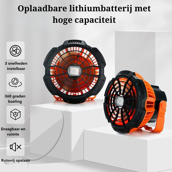 Diealles Shine Camping Ventilator mit Akku 10400mAh, 3 in 1 USB Ventilator, Camping Lüfter Sehr