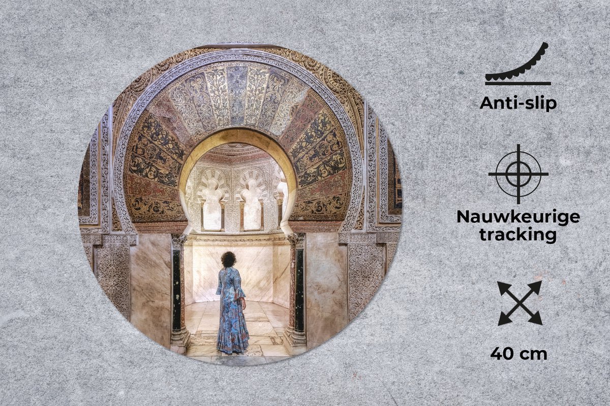 Muismat rond 40x40 cm - Mousepad Marmer - Gebouw - Architectuur - Vrouw - Ronde muismatten