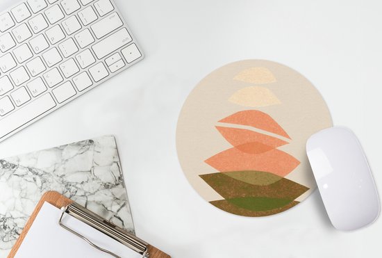 Muismat rond 20x20 cm - Mousepad Vormen - Pastel - Kleuren - Abstract - Ronde muismatten