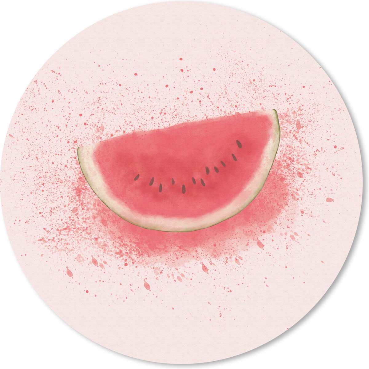 Muismat rond 40x40 cm - Mousepad Watermeloen - Fruit - Pastel - Zomer - Ronde muismatten