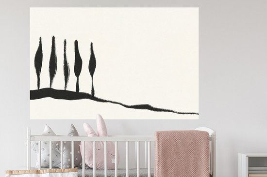 Stickers muraux - Film autocollant - Paysage - Abstrait - Zwart - Wit - 120x80 cm - Film adhésif - Stickers muraux chambre d'enfant - Papier peint autocollant - Papier peint autocollant - Film autocollant