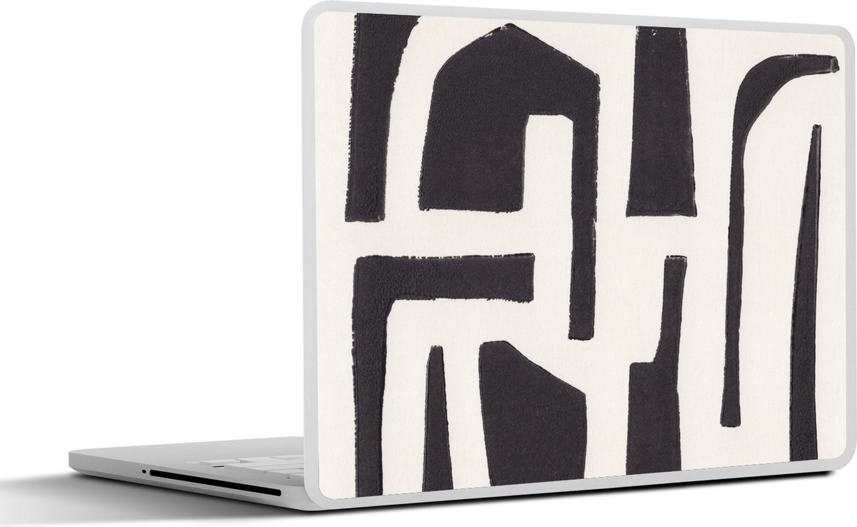 Laptop sticker - 15.6 inch - Vormen - Abstract - Pastel - Zwart - 36x27,5cm - Laptopstickers - Laptop skin - Cover