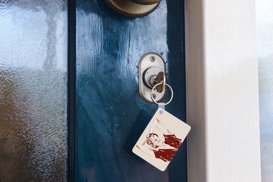 Porte-clés - Portrait - Femme - Rouge - Abstrait - Cadeaux à distribuer - Plastique