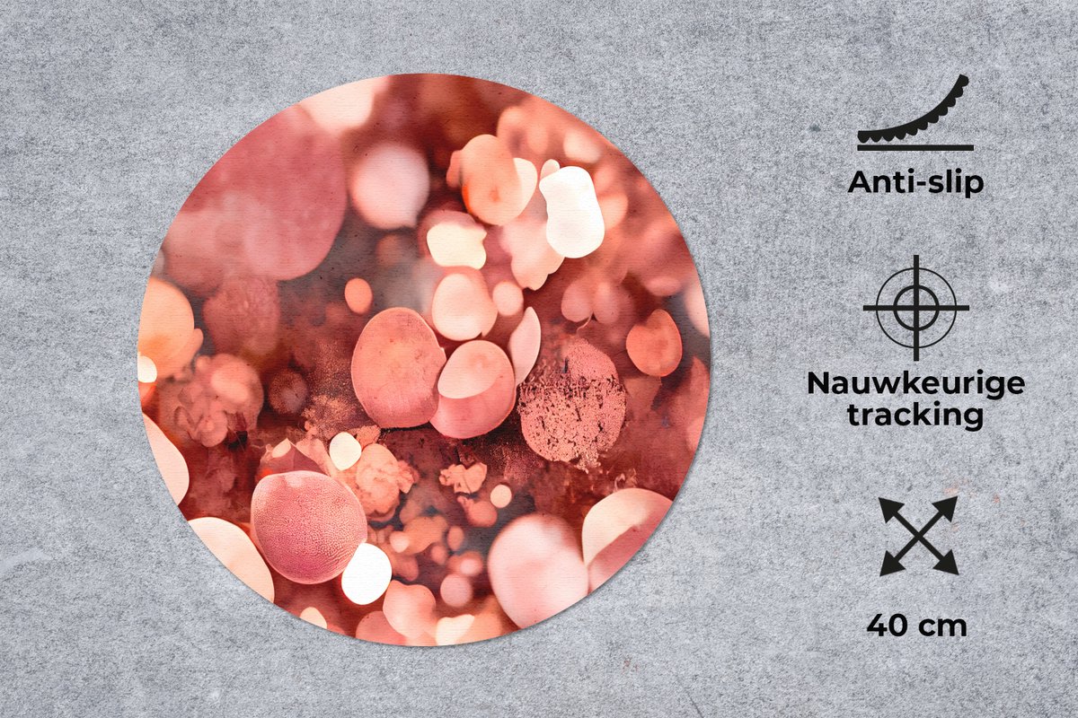 Muismat rond 40x40 cm - Mousepad Abstract - Glitter - Roze - Luxe - Ronde muismatten