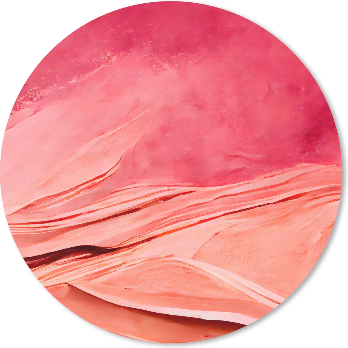 Muismat rond 20x20 cm - Mousepad Abstract - Roze - Pastel - Vormen - Ronde muismatten