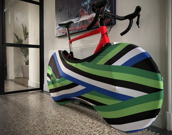 WHEEL fietssok van DS COVERS - Indoor - Stofvrij - Ademend - Stretch fit - Universeel MTB of Racefiets - kleur striped van DS COVERS — afbeelding 5
