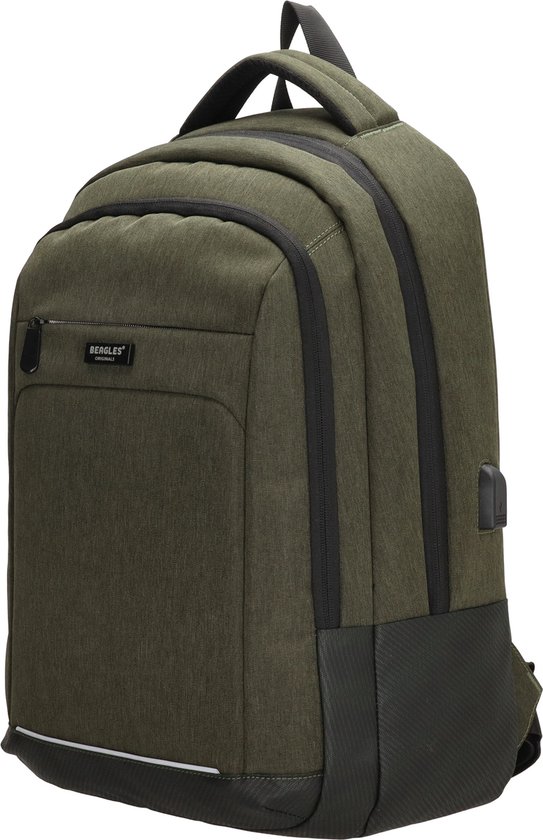 Beagles Originals Business Laptop Rugzak 15,6 inch - USB Aansluiting - TRVLMORE Rugzak - 36L - 17,3 inch - Laptop Rugtas - Schooltas - Heren en Dames - Laptoptas - Spatwaterdicht - Olijfgroen