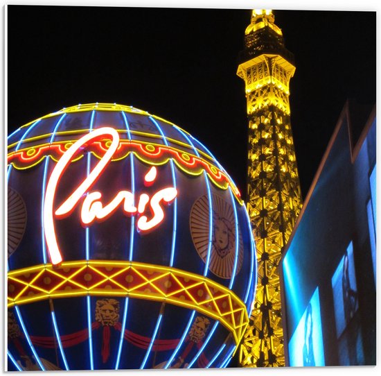 PVC Schuimplaat - Wolkenkrabber in Las Vegas - 50x50 cm Foto op PVC Schuimplaat (Met Ophangsysteem)