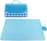 Strand Picknickmat - 145x200 cm - Waterdicht - Lichtblauw Geruit - Picknickkleed