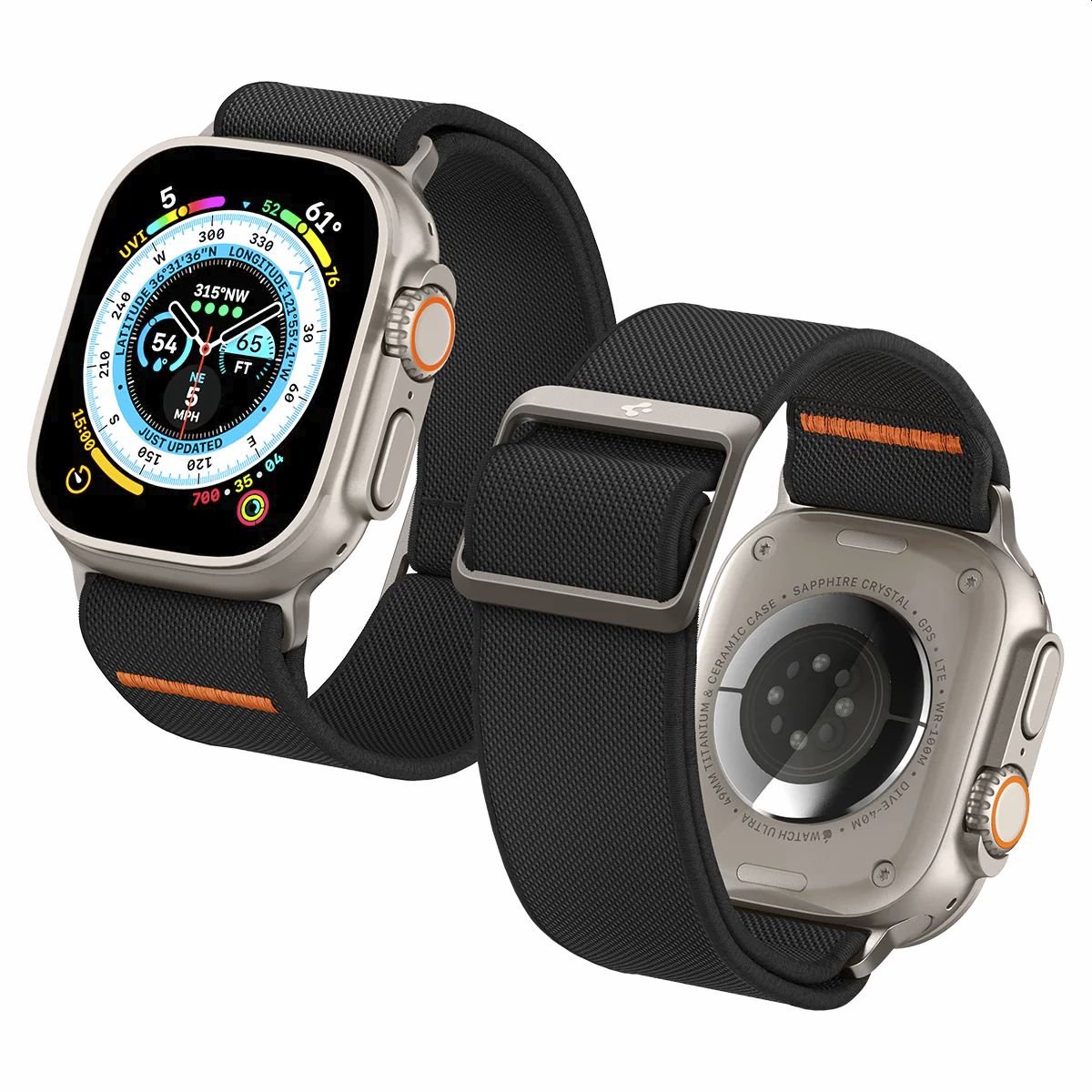 Spigen Fit Lite Ultra Watchband - Geschikt voor Apple Watch 4-5-6-7-8-SE-Ultra (42-44-45-49mm) - Zwart