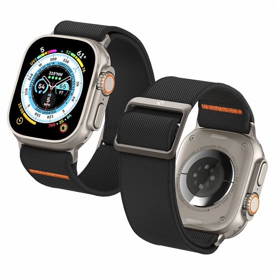 Spigen Fit Lite Ultra Watchband - Geschikt voor Apple Watch 4/5/6/7/8/SE/Ultra (42/44/45/49mm) - Zwart
