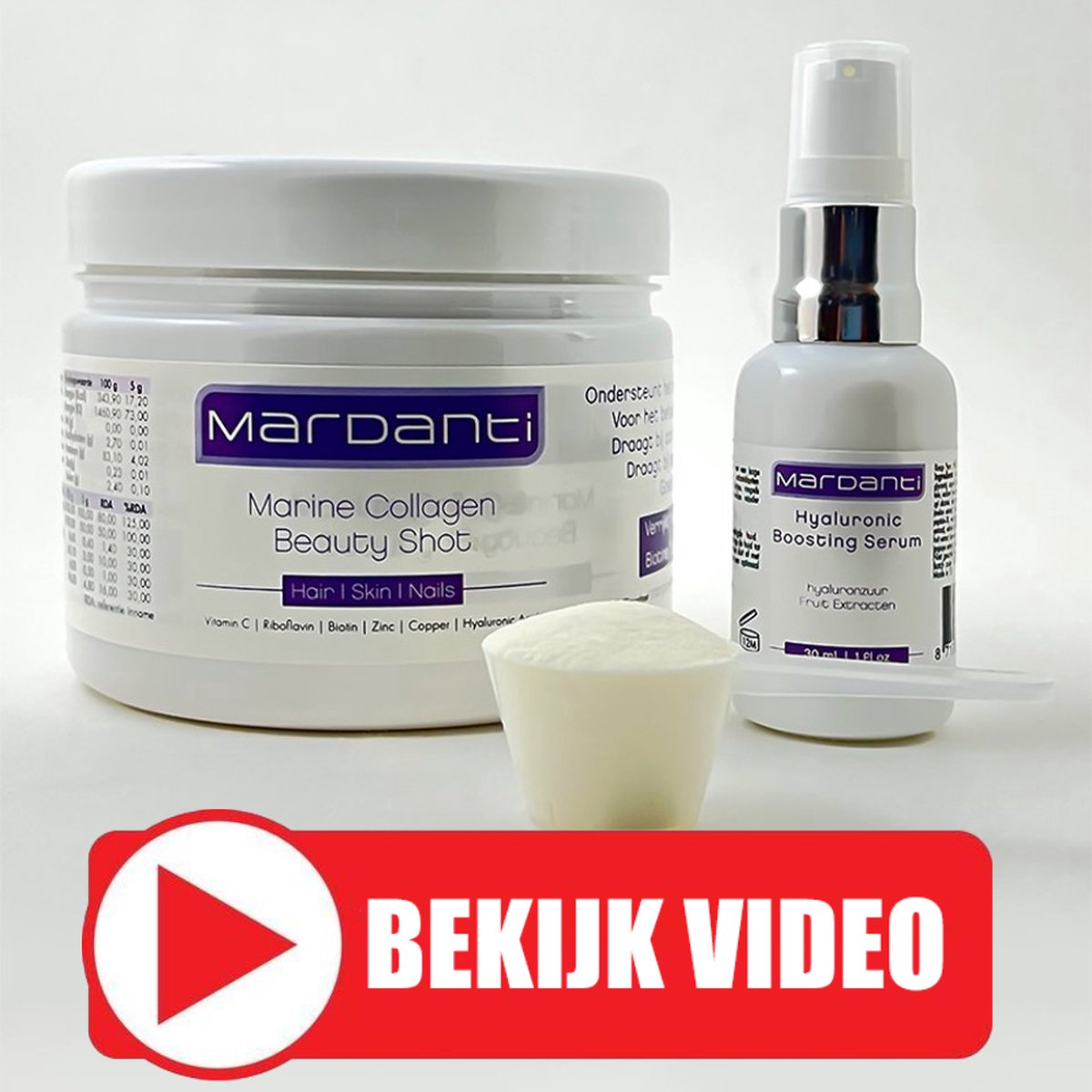 Mardanti Collageen en Hyaluronzuur Serum | Voordeelbundel | Hyaluronic Boosting Serum het vochtinbrengende serum | Voor een optimale huidhydratatie | Maakt de huid strakker, gladder en zachter | Houdt de huid soepel en elastisch | 30 ML