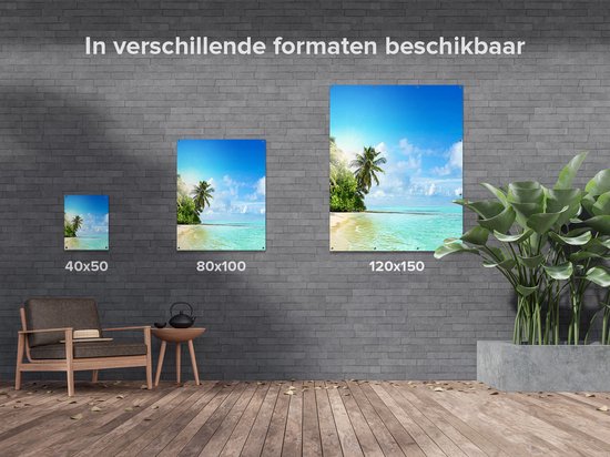 Gards Poster de jardin Plage tropicale au bord de la mer bleu clair - 80x100 cm - Toile de jardin - Décoration de jardin - Décoration murale extérieure - Tableau de jardin
