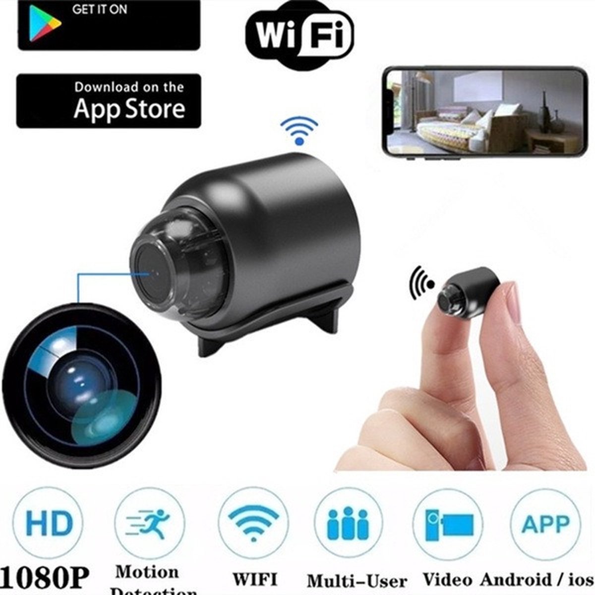 TechU ™ Spycam Secret Mini Camera - Fonctionne avec WiFi - Mini
