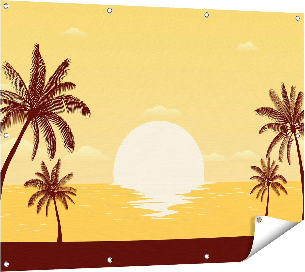 Gards Tuinposter Zonsondergang met Palmbomen - Abstract - 120x90 cm - Tuindoek - Tuindecoratie - Wanddecoratie buiten - Tuinschilderij Multikleur