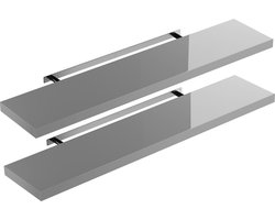 Casaria Wandplank – 2 St. 110 cm 15kg Belastbaar – Grijs hoogglans