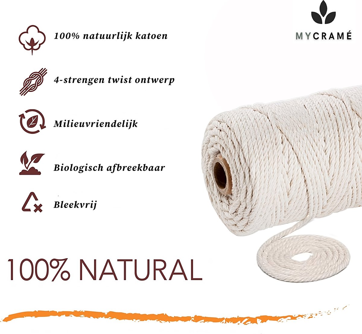 300 Meter 3mm Macramé Touw Compleet Pakket met Houten Ringen en Kralen - Hobby DIY Natuurlijk Katoen Koord\Garen voor Wandkleed en Plantenhanger Zelf Maken - Volwassen\ Kinderen Knutselen Set voor Macramé en Sieraden Handwerk- Incl. E-boeken — afbeelding 8