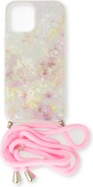 Casemania Hoesje Geschikt voor Apple iPhone 12 Mini Roze - Siliconen Back Cover met Koord