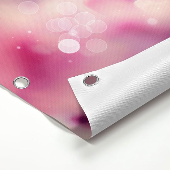 Gards Poster de jardin Arbre à fleurs roses avec soleil - 80x80 cm - Toile de jardin - Décoration de jardin - Décoration murale extérieure - Tableau de jardin