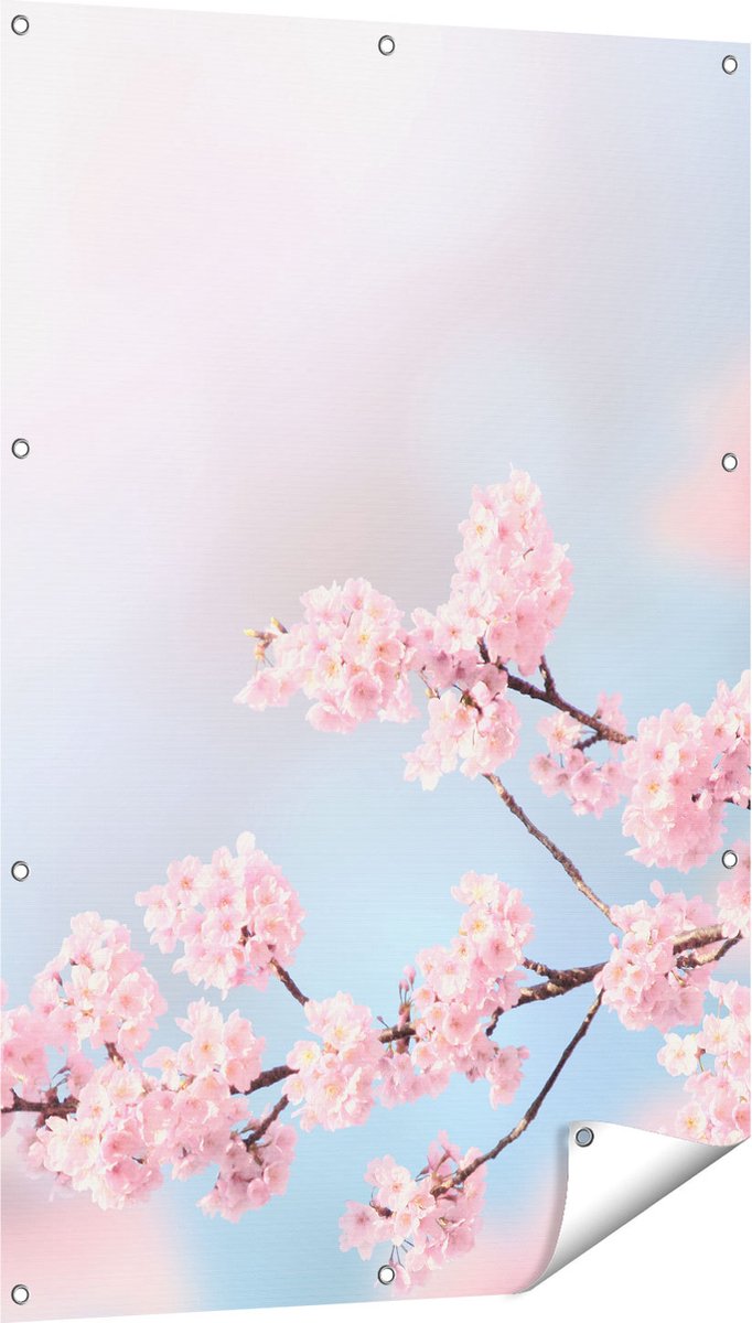 Gards Tuinposter Roze Bloesem Bloemen - 80x120 cm - Tuindoek - Tuindecoratie - Wanddecoratie buiten - Tuinschilderij Multikleur